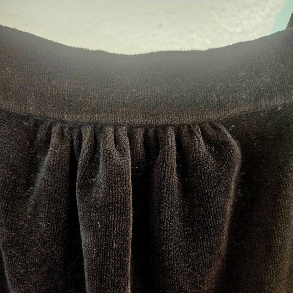 JUICY COUTURE Black Velour Wide Leg Romper Jumpsuit w Drawstring Waist Y2K - Picture 12 of 12